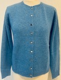 cardigan boutons bijoux 4 fils 100% cachemire bleu 89