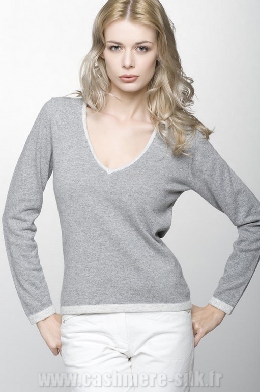 pull V bicolor cachemire