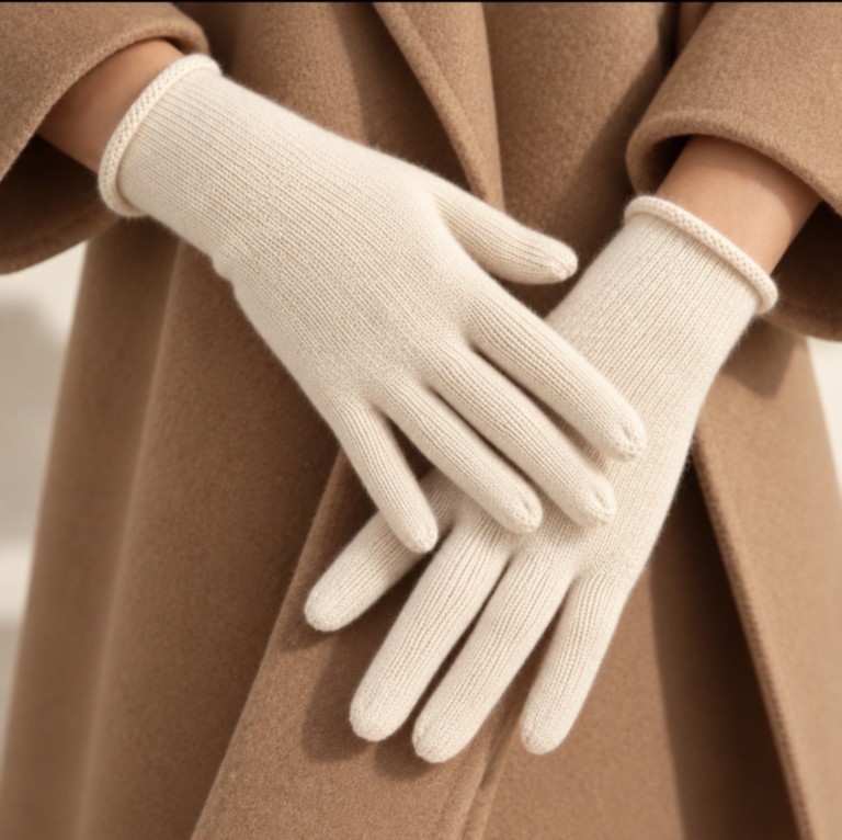 gants 100% cachemire écru