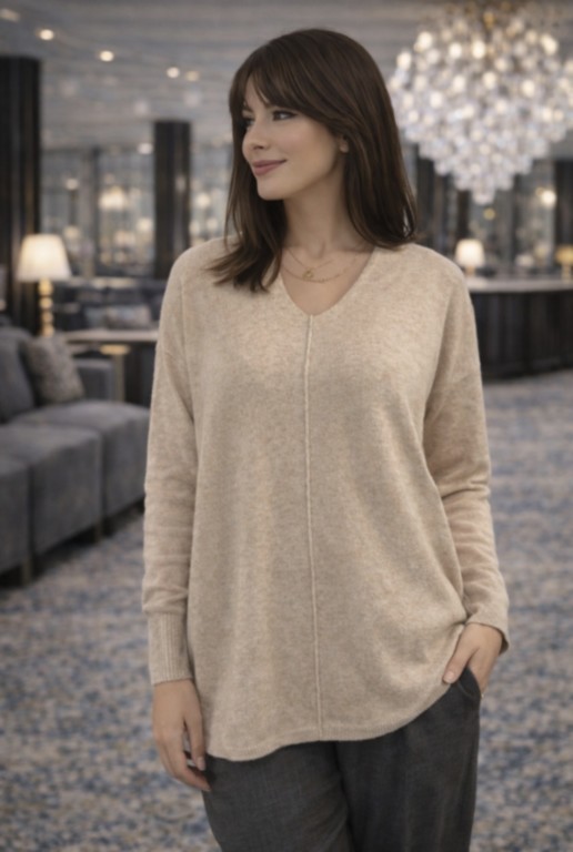 Pull  col V oversize 100% cachemire Mongolie