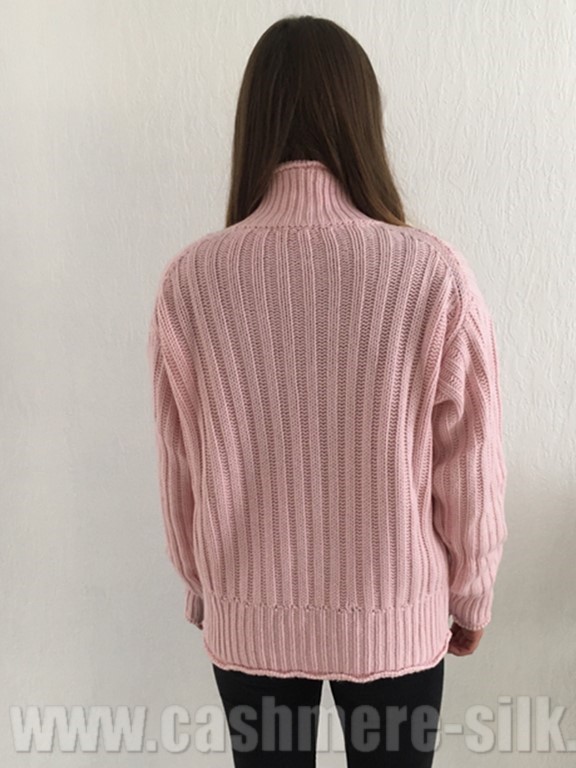 pull col roulé grosse maille cachemire