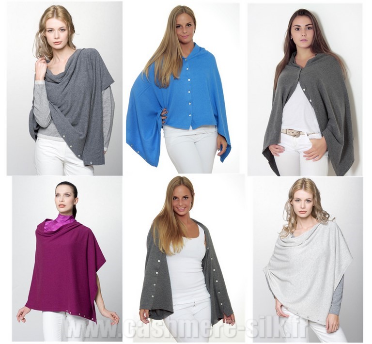 poncho boutons cachemire