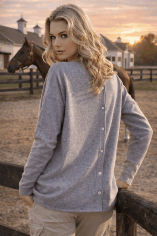 cachemire pull boutons dos