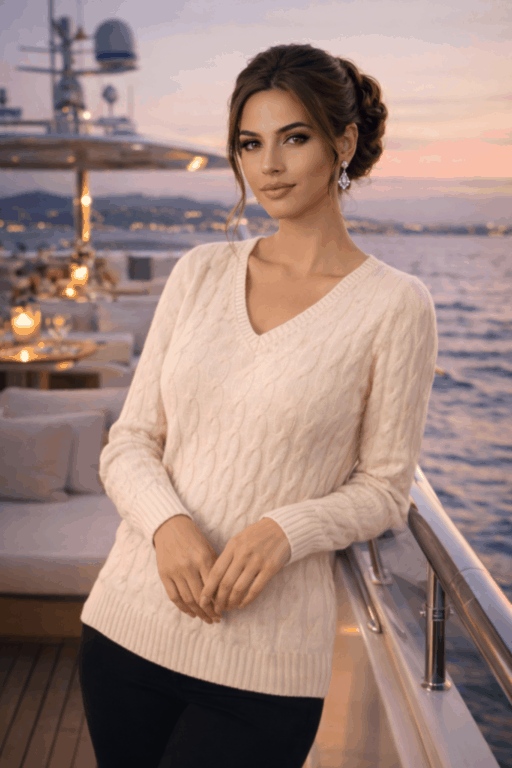 pull femme V tosade cachemire