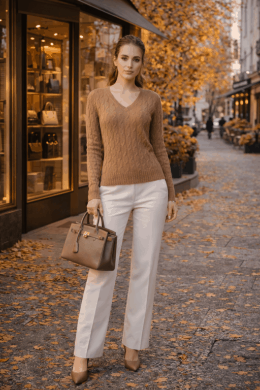 pull femme V tosade cachemire fuschia