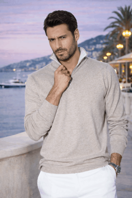 pull camionneur cachemire beige médiio