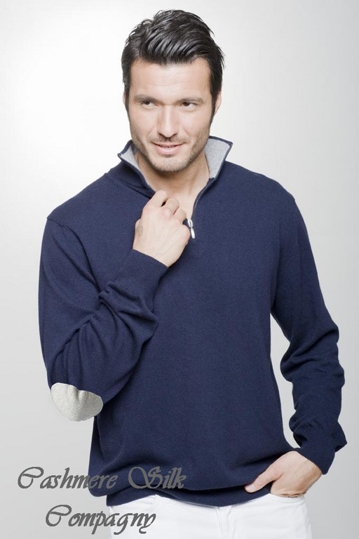 pull ZIP HOMME mélange cachemire 