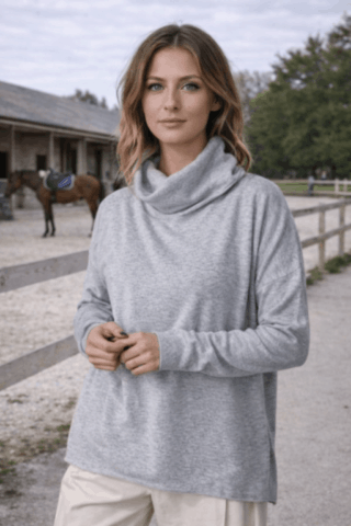 col boule gris médio Pull col boule