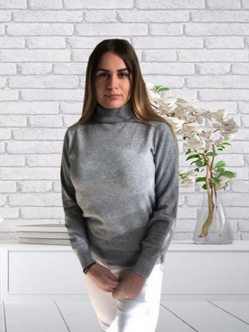 pull femme col roulé cachemire