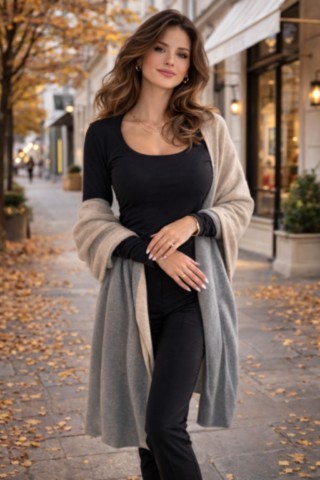 étole bicolore beige médio beige chiaro