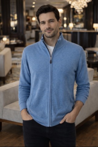 blouson homme bicolore réversible 100% cachemire 4 fils 