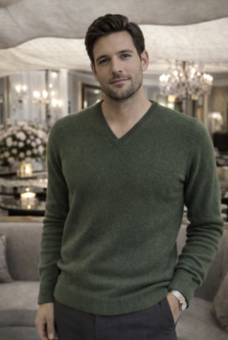 pull 4 fils col V homme 100% cachemire 