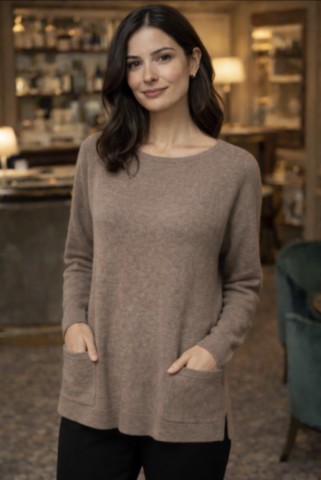 cachemire 100% col rond boutons dos