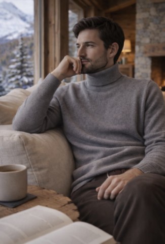 col roulé homme 100% cachemire 4 fils