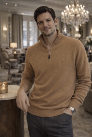 pull col camionneur homme 100% cachemire 2 fils