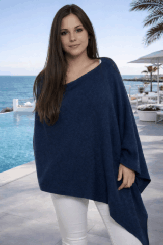 New poncho femme bleu nuit