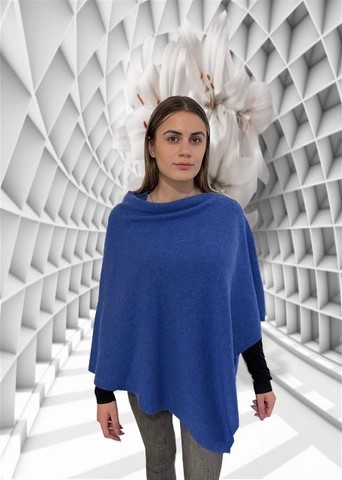 coloris myosotis Poncho 100% cachemire coloris corail