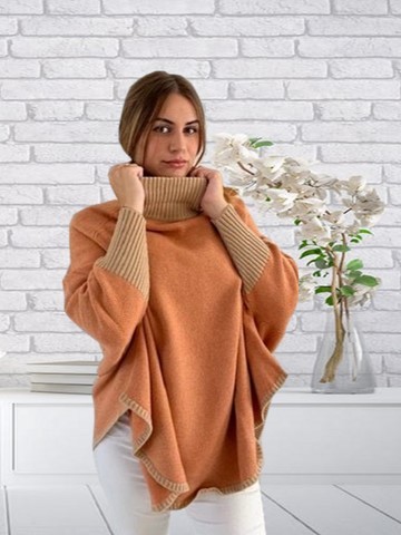 poncho Marina Orange / beige 96