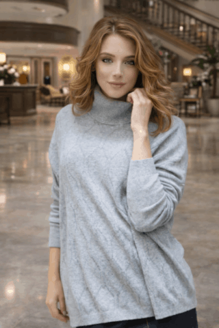 détail pull Exagono fuschia