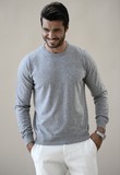 Pull V homme col rond gris