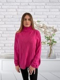 Pull col roulé Exagono fuschia