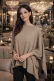 poncho 100% cachemire beige médio