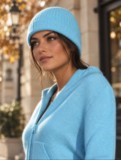 Bonnet mixte turquoise cachemire mélangé