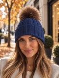 bonnet pompon fourrure cachemire mélangé